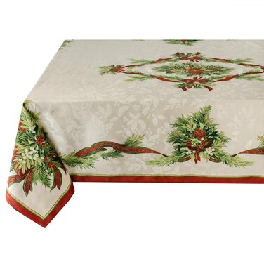 Benson Mills 60x120  Christmas Ribbons Engineered Printed Fabric Tablecloth 150cm by300cm