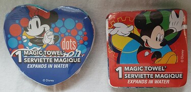 PEACHTREE AUDIO MICKEY  MINNIE MOUSE MAGIC TOWEL SET OF 2 TOWELS  EXPAND IN WATER