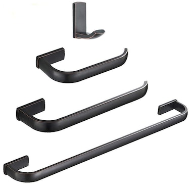 WINCASE Oil Rubbed Bronze Bathroom Accessories Hardware Set Towel Bar Set 24 Inch Brass Brushed Bronze 4 Piece Wall Mounted Toilet Paper Towel Holder