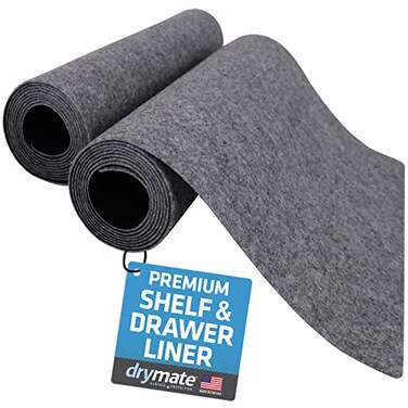 Drymate Premium Luxury Shelf  Drawer Liner Thick Cushioned Fabric NonAdhesive Absorbent Waterproof SlipResistant Liners for Kitchen Cabinets Cupboards USA Made12x592PackLight Grey