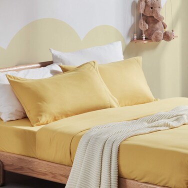 SLEEP ZONE Ultra Soft Kids Queen Size Sheet Set 4Piece  Wrinkle  Fade Resistant Double Brushed Microfiber Sheets Set with Pillowcase Queen Ginger Yellow
