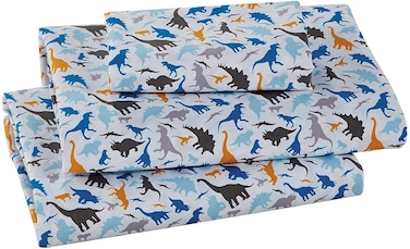 Better Home Style Dinosaur Jurassic Park World White Blue Grey and Tan KidsBoysToddler 4 Piece Sheet Set with Pillowcases Flat and Fitted Sheets  Royal Dino Full