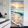 Riyidecor Stall Small Shower Curtain Half Summer 36x72 Inch RV Mini Single Narrow Ocean Beach Coastal Hawaiian Sunrise Sea Wave Seaside Scene Island Blue Cool Set Waterproof 7 Pack Hooks BBJWXP
