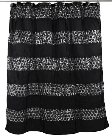 Popular Bath Sinatra Bathroom Shower Curtain Luxury Glamorous Fabric shower curtain modern shower curtain unique Design Bling Black Shower Curtain Black size 72 x 70