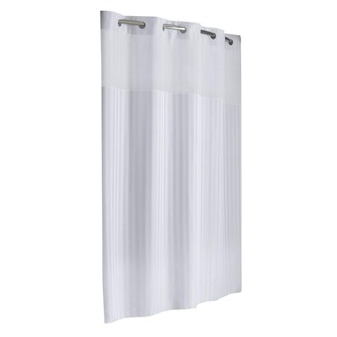 Hookless Fabric 3in1 Shower Curtain Set with PEVA Snapin Liner and Window 71 X 74in White