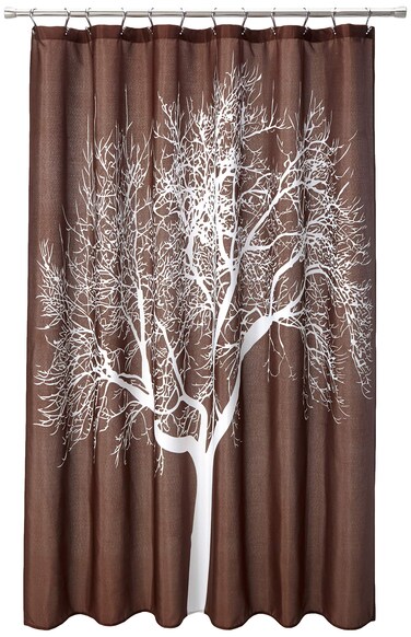 Splash Home Tree Design Polyester Fabric Shower Curtain Hotel Quality for Bathroom Showers and Bathtubs Washable Cloth Liner 70 x 72 Inches BrownChocolate