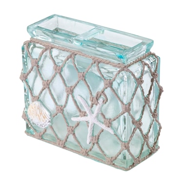 Avanti Linens  Toothbrush Holder Resin Bathroom Accessories Beach Inspired Bathroom Decor Seaglass Collection