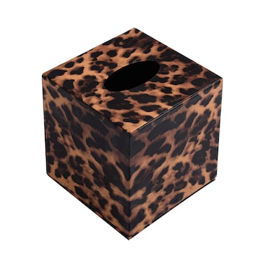 S Forever Home Decor Chic Kleenex Box Holders PU Leather Square Tissue Box Cover Leopard