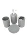 WPM 4 Piece Ceramic Bathroom Accessories Set  Silver Grey Our Complete Bath Decor Kit Includes Designer Soap or Lotion Dispenser  Toothbrush Holder  Tumbler  Soap Dish Silver Grey