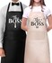 Genrics Couple Aprons for CookingThe Boss The Real Boss Apron Set Funny Adjustable Baking Aprons His and Her Engagement Anniversary Wedding Valentines Day Bridal Shower Gift Black 275Lx314W INCHS