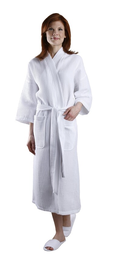 MONARCH Square Waffle Spa Kimono Robe  Soft Light Hotel Bathrobe Cypress