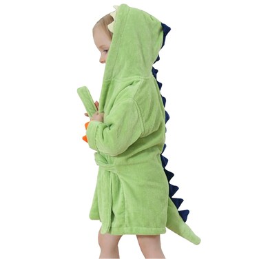 Kids Bath Robe Toddler Cotton Towel Animal Dinosaur Hooded Bathrobe