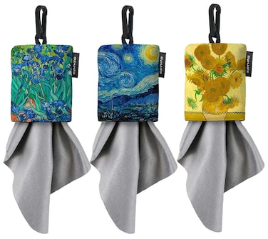 SPUDZ Classic Variety Pack  Five 10 x 10 Microfiber Towels wNeoprene Pouches  Premium Microfiber Cleaning Cloths for Laptops Lenses Cameras Screens and More  Van Gogh 3 Pack