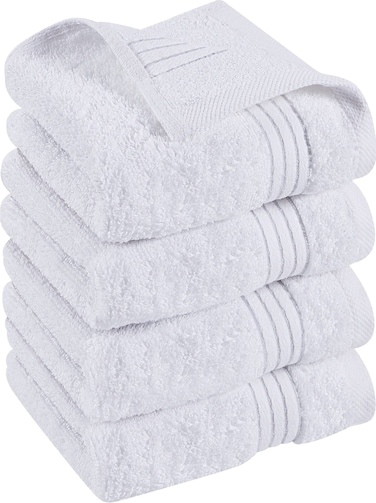Utopia Towels  Washcloth Set  Premium 100 Ring Spun Cotton  Quick Dry Highly Absorbent Soft Feel Towels Perfect for Daily Use Pack of 4 12 x 12 White