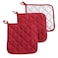 DII Basic Terry Collection Quilted 100 Cotton Potholder Barn Red 3 Piece