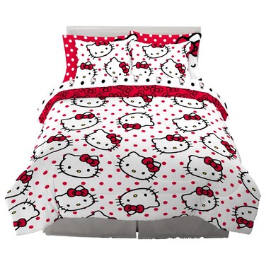 Franco Collectibles Sanrio Hello Kitty Polka Dot Bedding 7 Piece Super Soft Comforter and Sheet Set with Sham Queen 100 Official Licensed Product