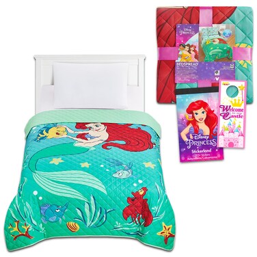 Disney The Little Mermaid Bedspread Twin Set for Kids  Bundle with Ariel Quilted Bedspread for Twin Bed Plus Stickers More  Little Mermaid Twin Bedding Set for Girls