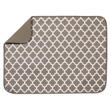 ST INC XL Microfiber Dish Drying Mat 18 x 24 Taupe Trellis