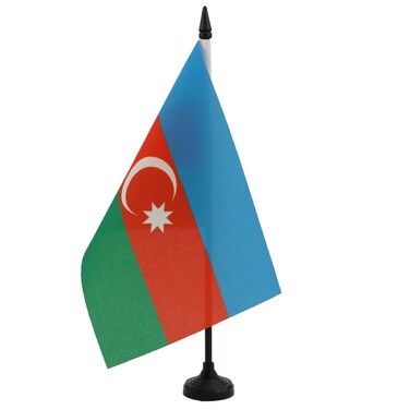 AZ FLAG Drapeau de Table Azerbadjan en Polyester 100D 21cm x 14cm