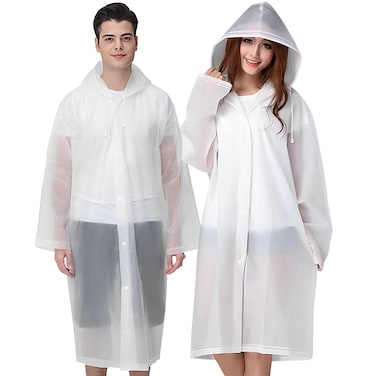 Cosowe Rain Ponchos for Adults Reusable 2 Pcs Raincoats Emergency for Women Men with Hood and Drawstring