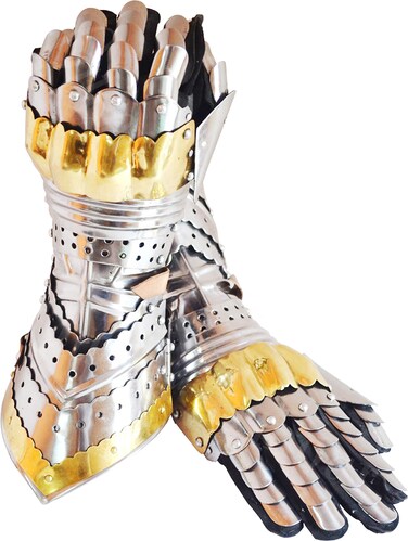 Medieval Articulated Gauntlets Gloves with Brass Work Silver Silver gauntlet gloves medieval gloves cosplay leather gloves driving gloves leather gloves for men cosplay brown leather