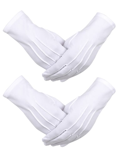 2 Pairs White Gloves Men Formal Tuxedo Gloves for Police Church Guard Parade Gloves White approx 23 cm