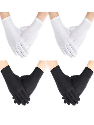 4 Pairs Uniform Gloves Costume Gloves Dress Gloves for Man Police Formal Tuxedo Guard Parade Costume