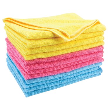 Performance Tool W1482 12 Pack Microfiber Towels 12 x 16 Inches 30cm x 40 cm Textured Nonabrasive Machine Wash and Dry for Detailing Washing Dusting Polishing and Wiping Glass