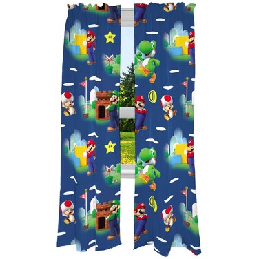 Franco Kids Room Window Curtains Drapes Set 82 in x 84 in Super Mario