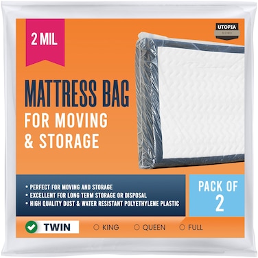 Utopia Home Mattress Bag for Moving Twin Size Pack of 2 2 Mil Thick Mattress Storage Bag Plastic Mattress Cover Fits Mattresses up to 14 Inches