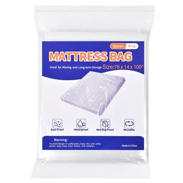 ALLWIN Mattress Bag for Moving Storage  Plastic Mattress Protector Cover Queen and King Size 1Pack QueenKing