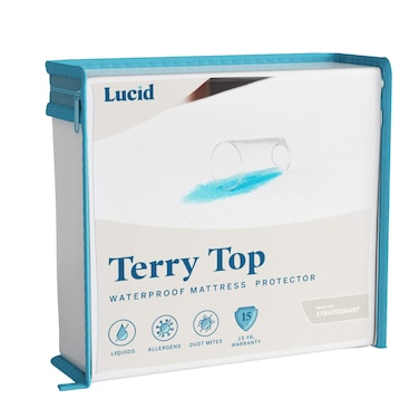 LUCID Premium Hypoallergenic 100 Waterproof Mattress Protector  Universal Fit Cotton Terry Top Full