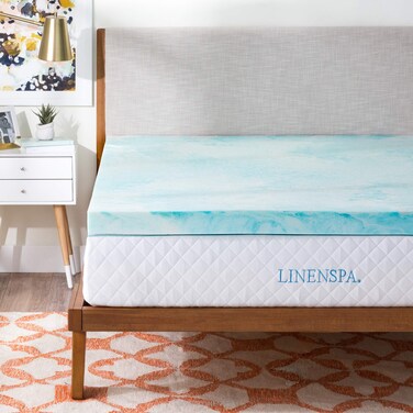 LINENSPA 3 Inch Gel Swirl Memory Foam Mattress Topper  Cooling Gel Infused  Pressure Relieving  CertiPUR Certified  Twin