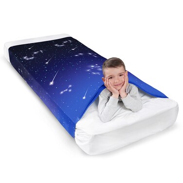 ODOXIA Sensory Compression Blanket  Lycra Bed Sheet for Kids  Adults  Deep Relaxing Feeling  Star Theme  Breathable  Stretchable  Queen