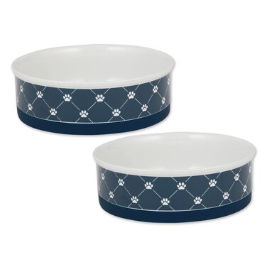 Bone Dry Ceramic Pet Collection Trellis Large Set 75x24 Navy 2 Piece