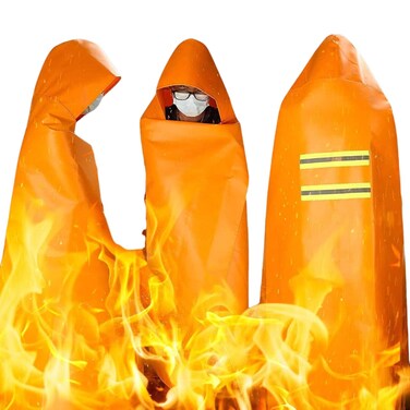 DIBBATU Fireproof Cloak 72  70In Fire Escape Cloak Extra Big Fireproof Fiber Cape Emergency Survival Safety Blanket Full Body Protection Fire Escape Suit for Household Office Orange 72  70in