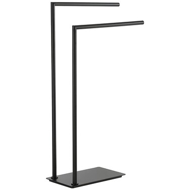LANGPAI Stand Towel Rack for Bathroom Free Standing Double Towel Holders on Floor Bath Towel Holder Brass Matte Black