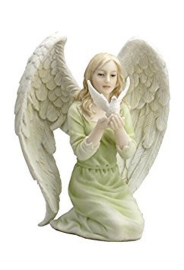 US Angel Kneeling with Dove in Hands Statue Sculpture