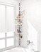 ADOVEL 4 Layer Corner Shower Caddy Adjustable Shower Shelf Constant Tension Stainless Steel Pole Organizer Rustproof 33 to 98ft