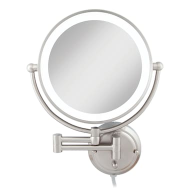 Zadro 14 Round Fluorescent 5X1X Bathroom Magnifying Mirror Wall Mounted Makeup Mirror 20 Extendable Shaving Mirror
