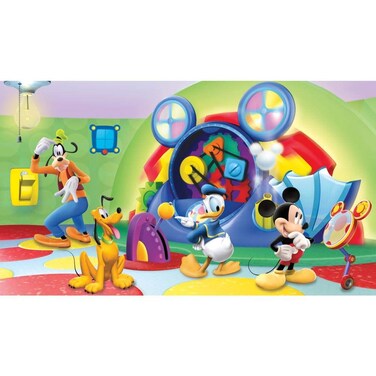 RoomMates JL1317M Mickey  FriendsClubhouse Capers Spray and Stick Removable Wall Mural  105 ft x 6 ft