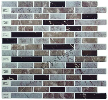 Crystiles Peel and Stick DIY backsplash Tile Stickon Vinyl Wall Tile Perfect backsplash idea for Kitchen and Bathroom dcor Projects Item 91010851 10 X 10 Each 6 Sheets Pack