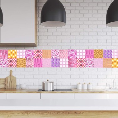 RoyalWallSkins Tile Decals 4x4 Inch  Set of 16  DIY Self Adhesive Peel and Stick Tile Stickers for Backsplash Bathroom Kitchen Home Decor Murcia TAD170310