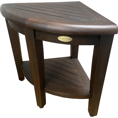 Decoteak SnazzyCorner 18 inch Tall Teak Wood Corner Shower Bench Corner Stool