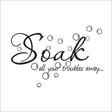 Boodecal Quote Series Wall Decals Soak Your Troubles Away Waterproof Lettering Vinyl Stickers for Bathroom Bathhouse 24  12 Inches