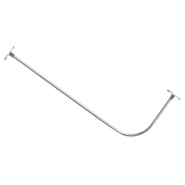 PrettyHome L Shapaed Bathroom Bathtub Corner Shower Curtain Rod Large Space 28x68Chrome Finished