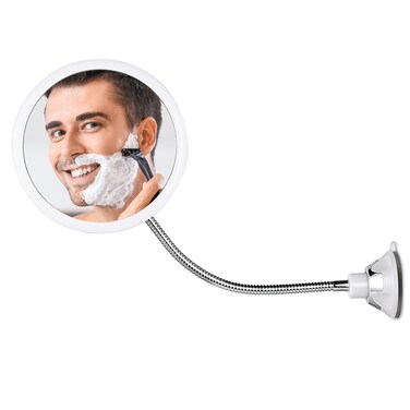 Mirrorvana Flexible Round Fogless Shower Mirror for Shaving with Height Adjustable Gooseneck 360 Swivel and Upgraded Suction Shatterproof 67 Surface
