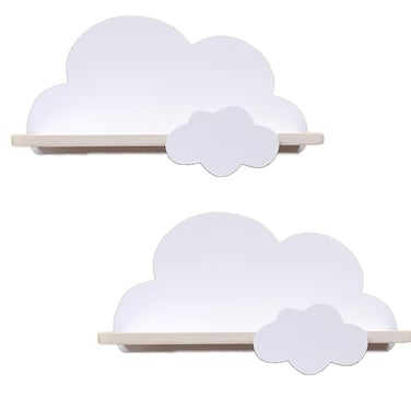 Haomian 2Pcs Cloud Shelves for Childrens Nursery Or BedroomKids Nursery Room ShelvesFloating Bedroom Baby Book Shelf Storage Shelf Cloud Floating Wooden Shelf Wall DecorationWhite