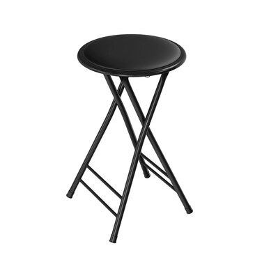 Lavish Home Folding Stool  Backless 24Inch Stool with 225lb Capacity for Kitchen or Rec Room  Portable Indoor Counter Bar Stools by Trademark Black
