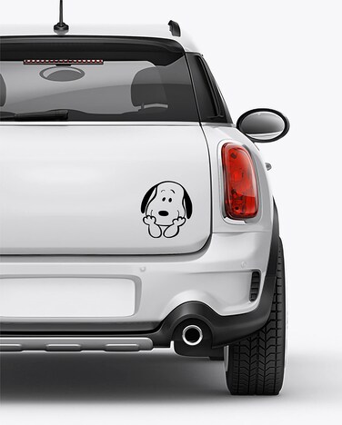 HorizonT Rainbow Animated Design 55 Tall Snoopy Smiling Head Silhouette Die Cut Decal Sticker for Laptop Car Window Tablet Skateboard  Black Color